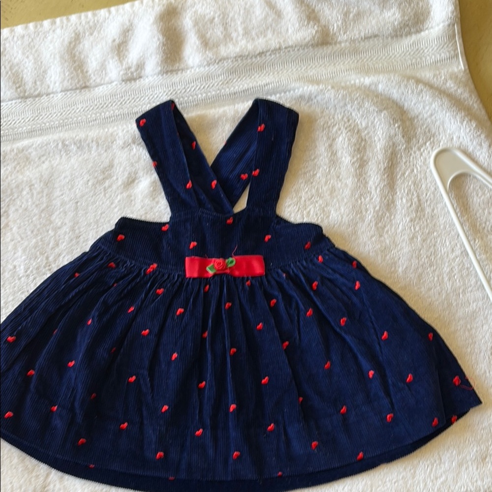 Navy Blue Baby Dress with Red Accents